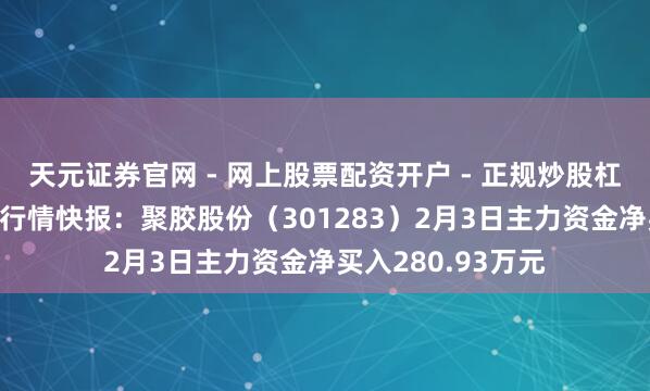 天元证券官网 - 网上股票配资开户 - 正规炒股杠杆如何注册 股票行情快报：聚胶股份（301283）2月3日主力资金净买入280.93万元