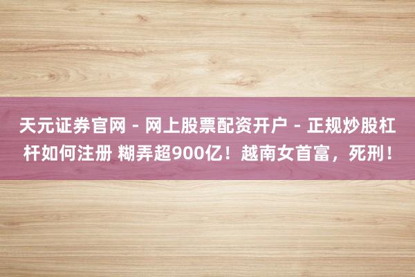 天元证券官网 - 网上股票配资开户 - 正规炒股杠杆如何注册 糊弄超900亿！越南女首富，死刑！
