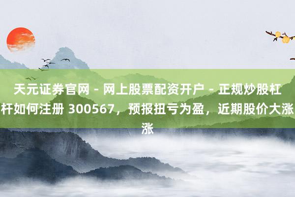 天元证券官网 - 网上股票配资开户 - 正规炒股杠杆如何注册 300567，预报扭亏为盈，近期股价大涨