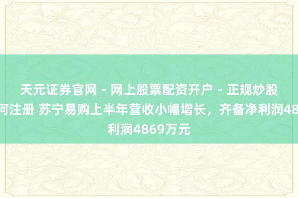 天元证券官网 - 网上股票配资开户 - 正规炒股杠杆如何注册 苏宁易购上半年营收小幅增长，齐备净利润4869万元