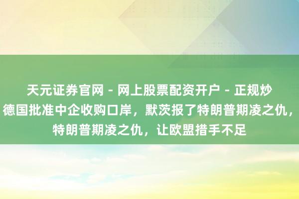 天元证券官网 - 网上股票配资开户 - 正规炒股杠杆如何注册 德国批准中企收购口岸，默茨报了特朗普期凌之仇，让欧盟措手不足