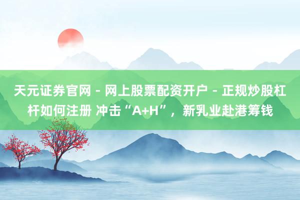 天元证券官网 - 网上股票配资开户 - 正规炒股杠杆如何注册 冲击“A+H”，新乳业赴港筹钱